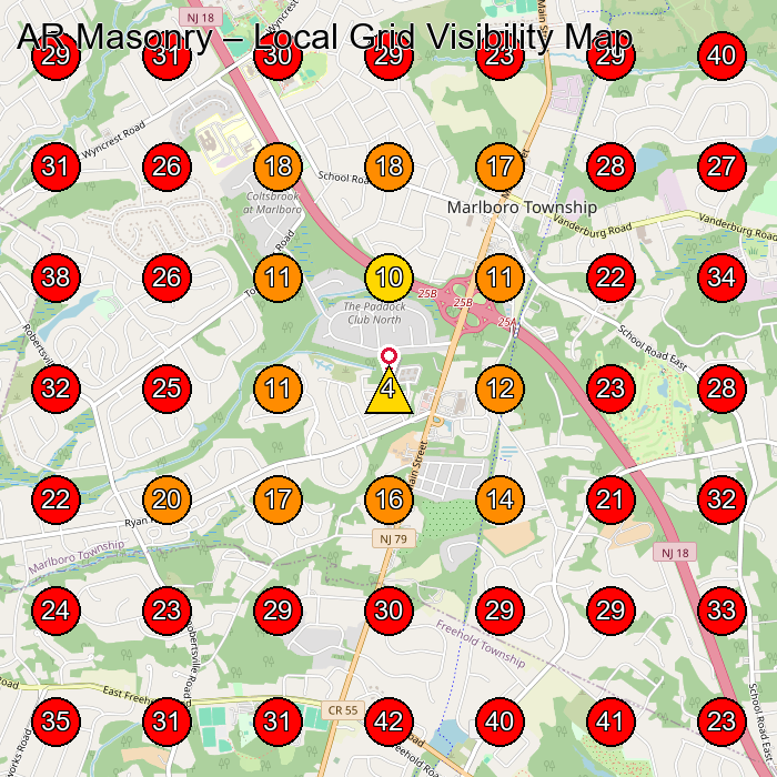 AR Masonry GeoGrid visibility map for Masonry Contractor in Lincroft